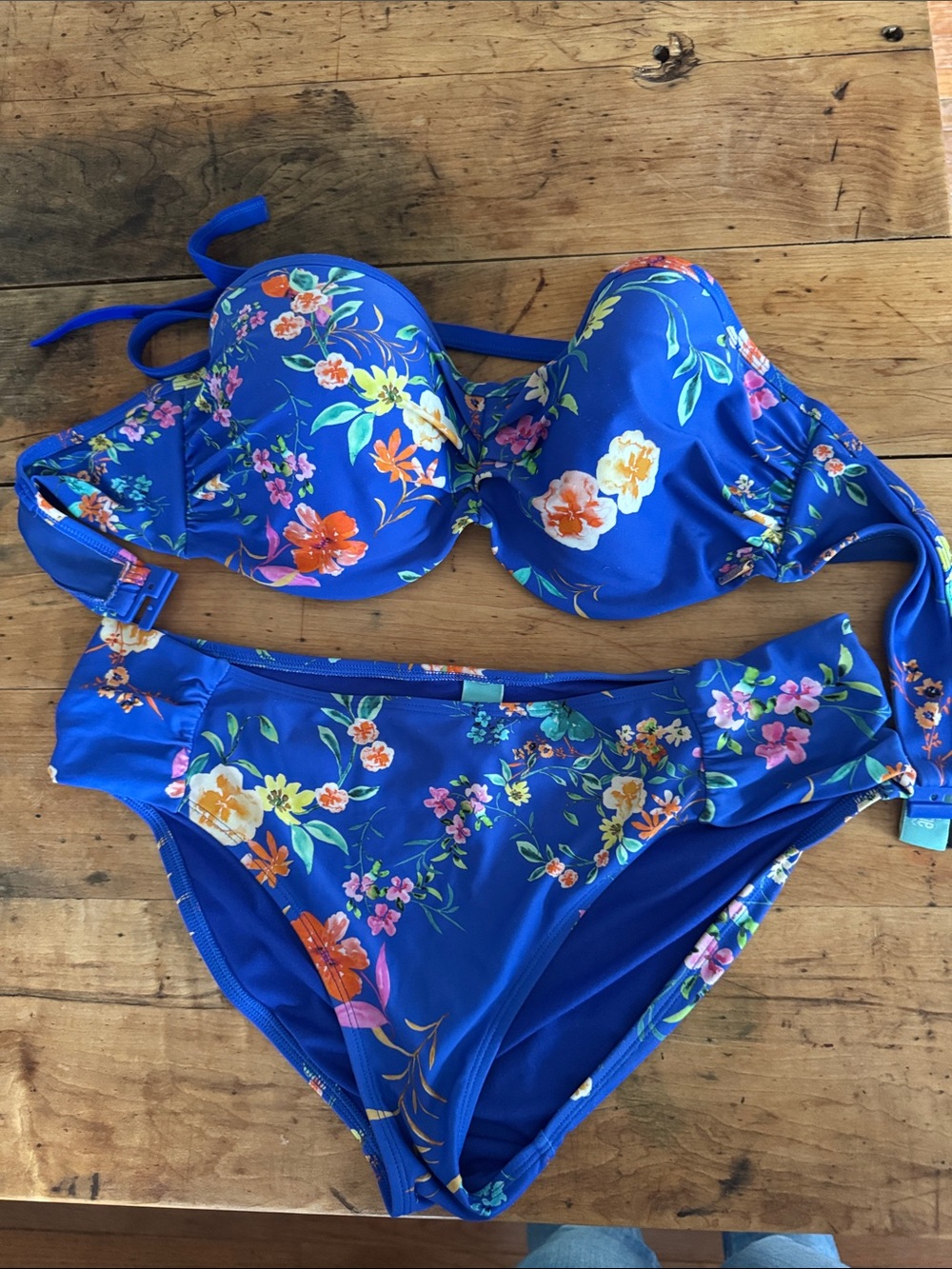 Panache Royal Blue Floral Underwire Bikini Set